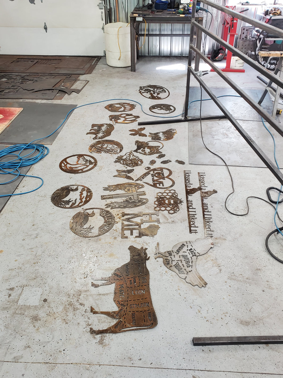 Cow Butcher Cuts Chart Sign finished metal example (photo 6)