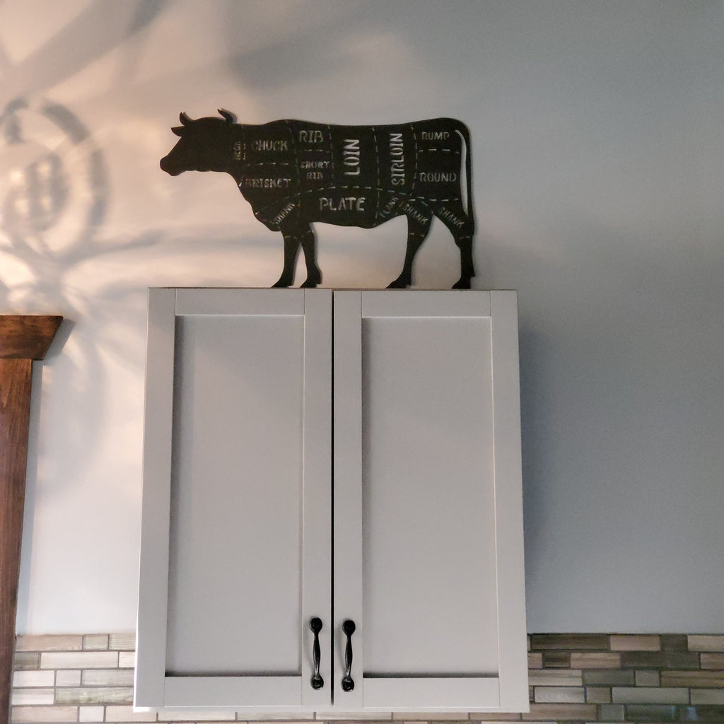 Cow Butcher Cuts Chart Sign finished metal example