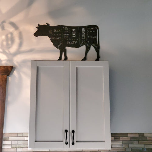 Cow Butcher Cuts Chart Sign finished metal example