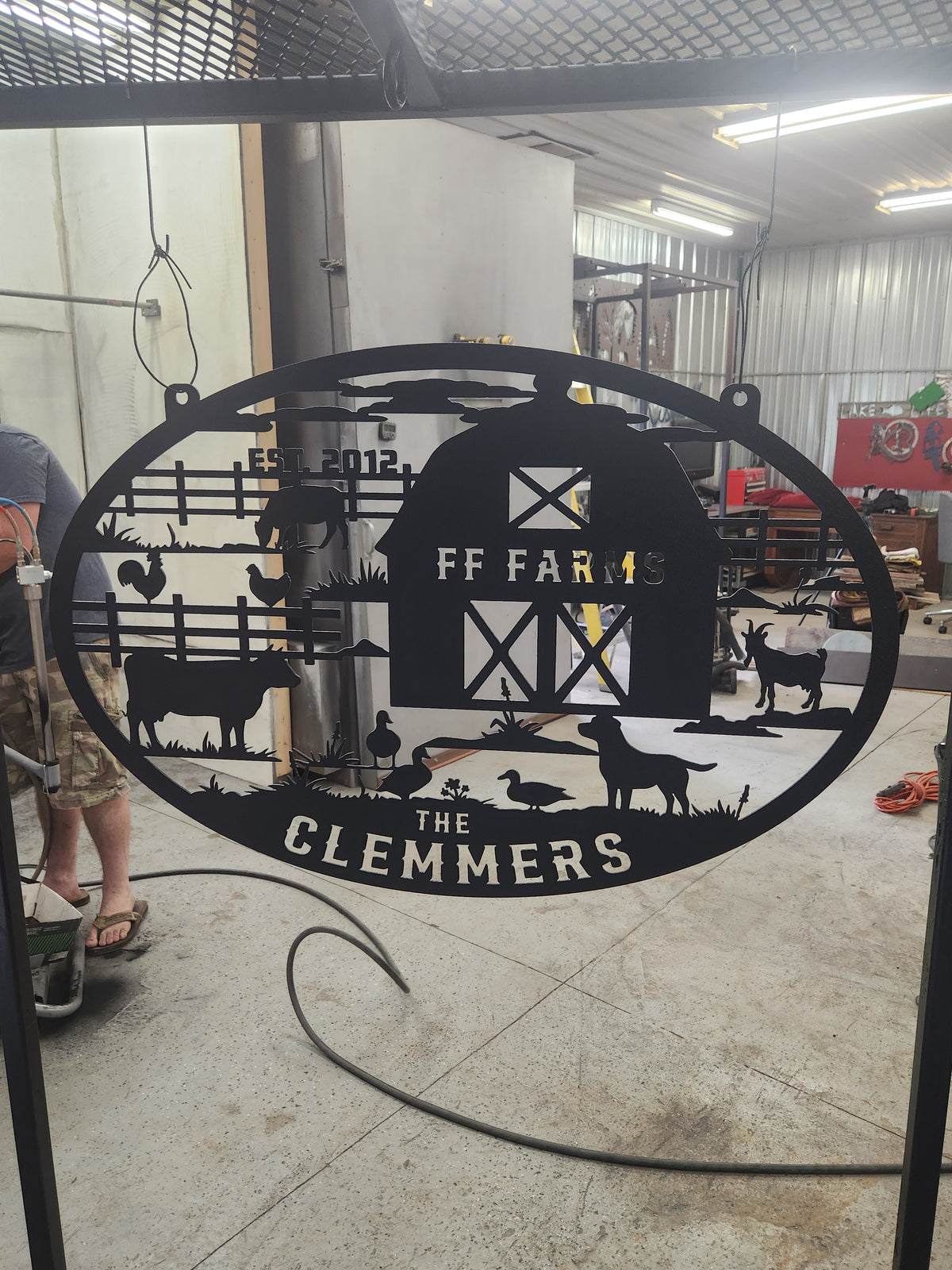 Barnyard Animals Farm Sign finished metal example