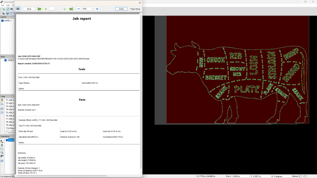 Cow Butcher Cuts Chart Sign vector paths in design software