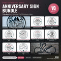 Anniversary Sign Bundle DXF/SVG design preview with file details