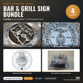 Bar & Grill Sign Bundle DXF/SVG design preview with file details