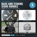 Bass and Fishing Signs Bundle DXF/SVG design preview with file details