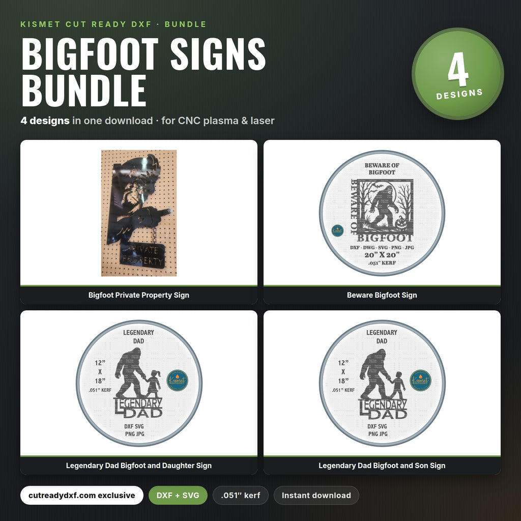 Bigfoot Signs Bundle DXF/SVG design preview with file details