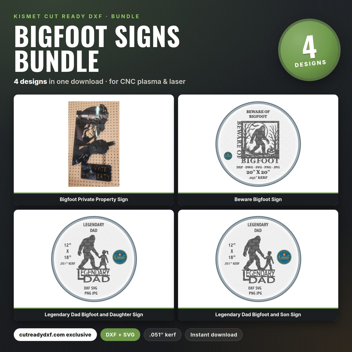 Bigfoot Signs Bundle DXF/SVG design preview with file details
