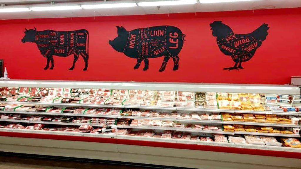 Cow Butcher Cuts Chart Sign finished metal example