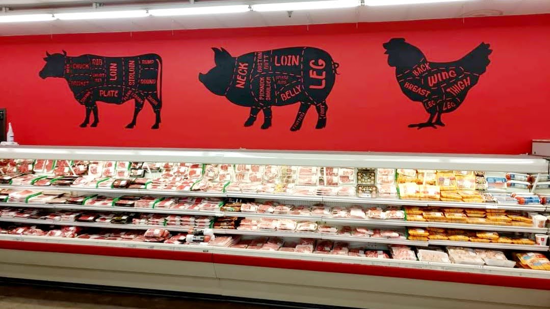 Cow Butcher Cuts Chart Sign finished metal example