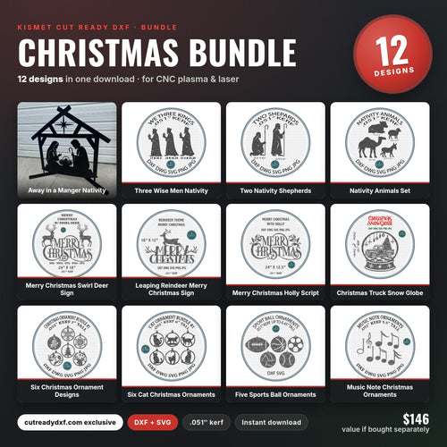 Christmas Bundle DXF/SVG design preview with file details