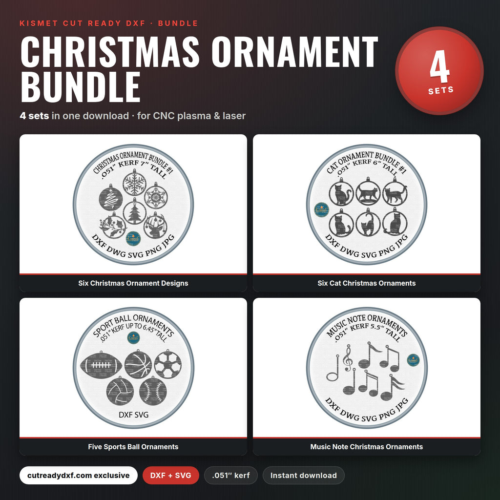 Christmas Ornament Bundle DXF/SVG design preview with file details