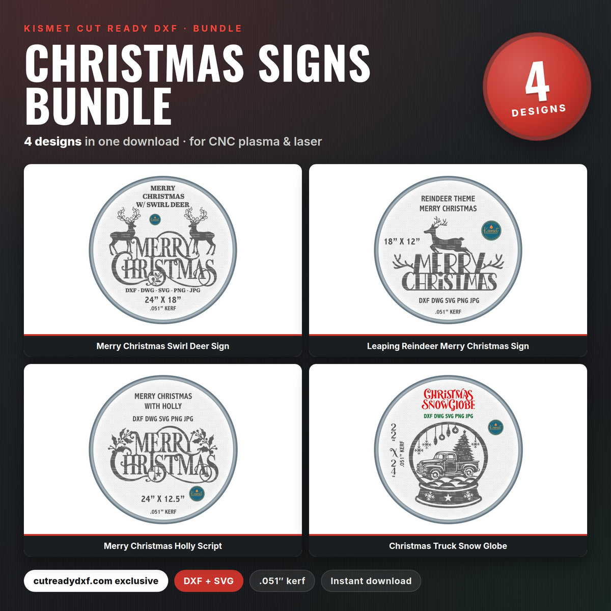 Christmas Signs Bundle DXF/SVG design preview with file details