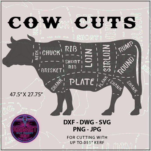 Cow Butcher Cuts Chart Sign DXF/SVG design preview with file details