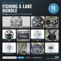 Fishing & Lake Bundle DXF/SVG design preview with file details