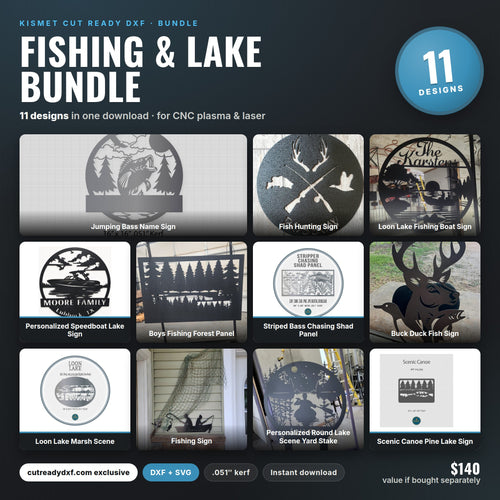 Fishing & Lake Bundle DXF/SVG design preview with file details