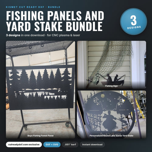 Fishing Panels and Yard Stake Bundle DXF/SVG design preview with file details