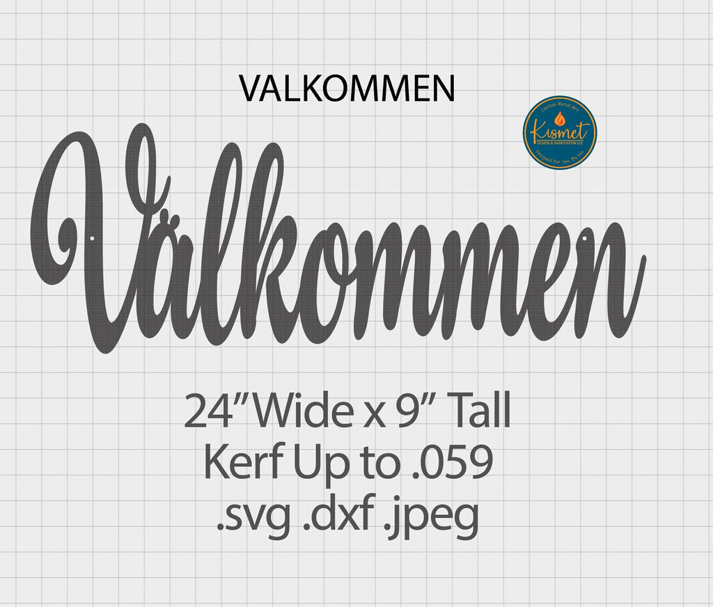 Välkommen Swedish Welcome Sign DXF/SVG design preview with file details (photo 3)