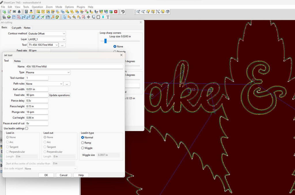 Wake & Bake Cannabis Leaf vector paths in design software