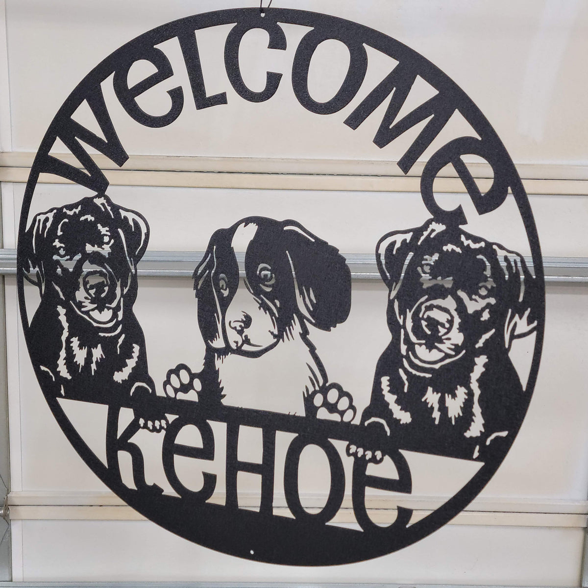 Welcome Doggos Name Sign finished metal example (photo 8)