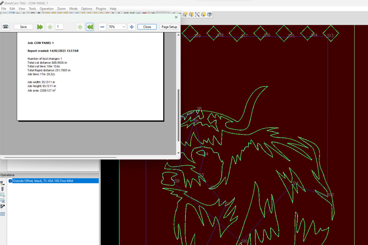 Highland Cow Panel vector paths in design software
