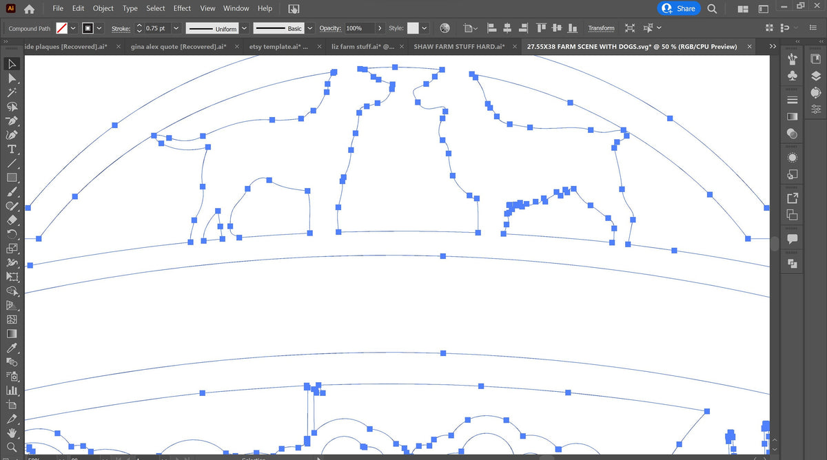 Dogs Tractor Barn Farm Name Sign vector paths in design software (photo 5)