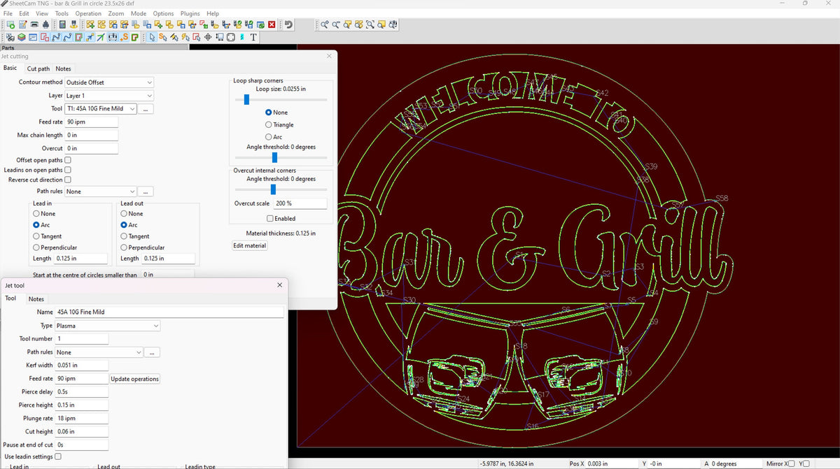 Welcome Bar & Grill Round Sign vector paths in design software (photo 6)