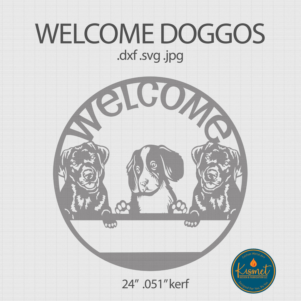 Welcome Doggos Name Sign DXF/SVG design preview with file details (photo 4)