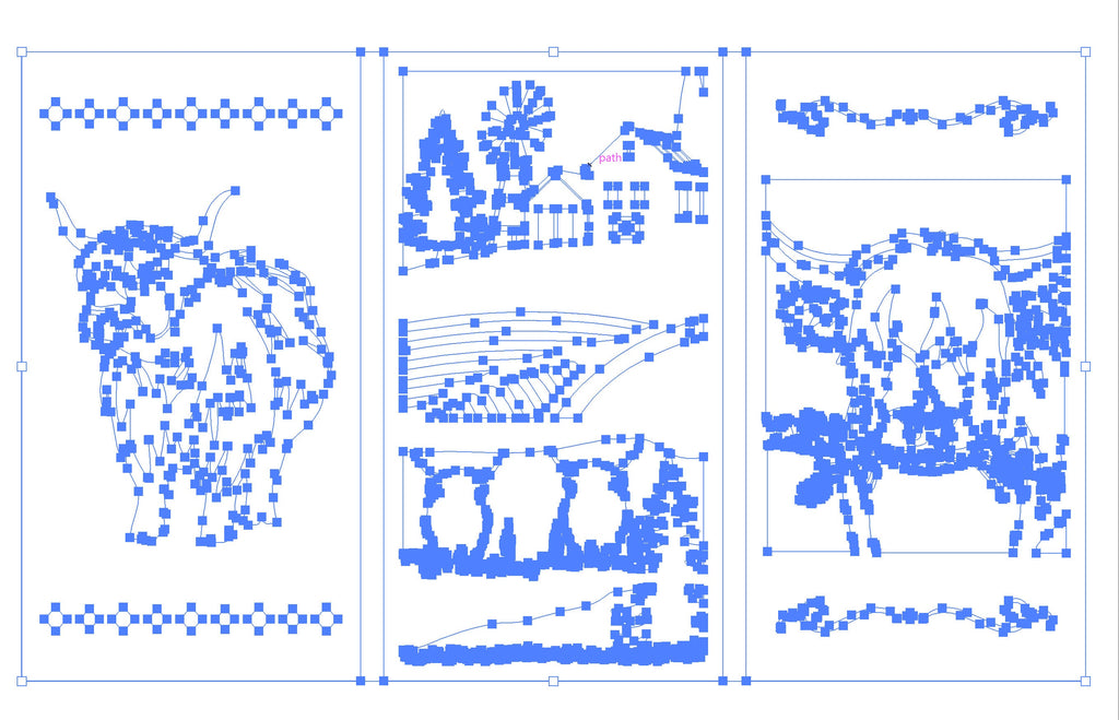 Highland Cow Panel vector paths in design software (photo 6)