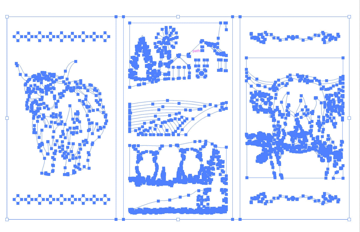 Highland Cow Panel vector paths in design software (photo 6)