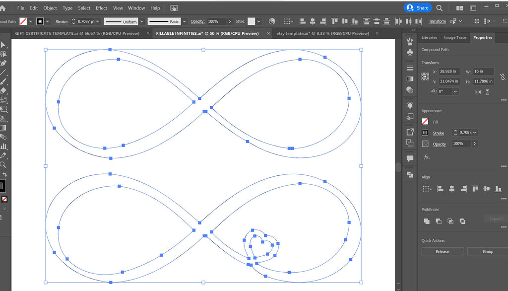 Infinity Heart Wedding Sign vector paths in design software