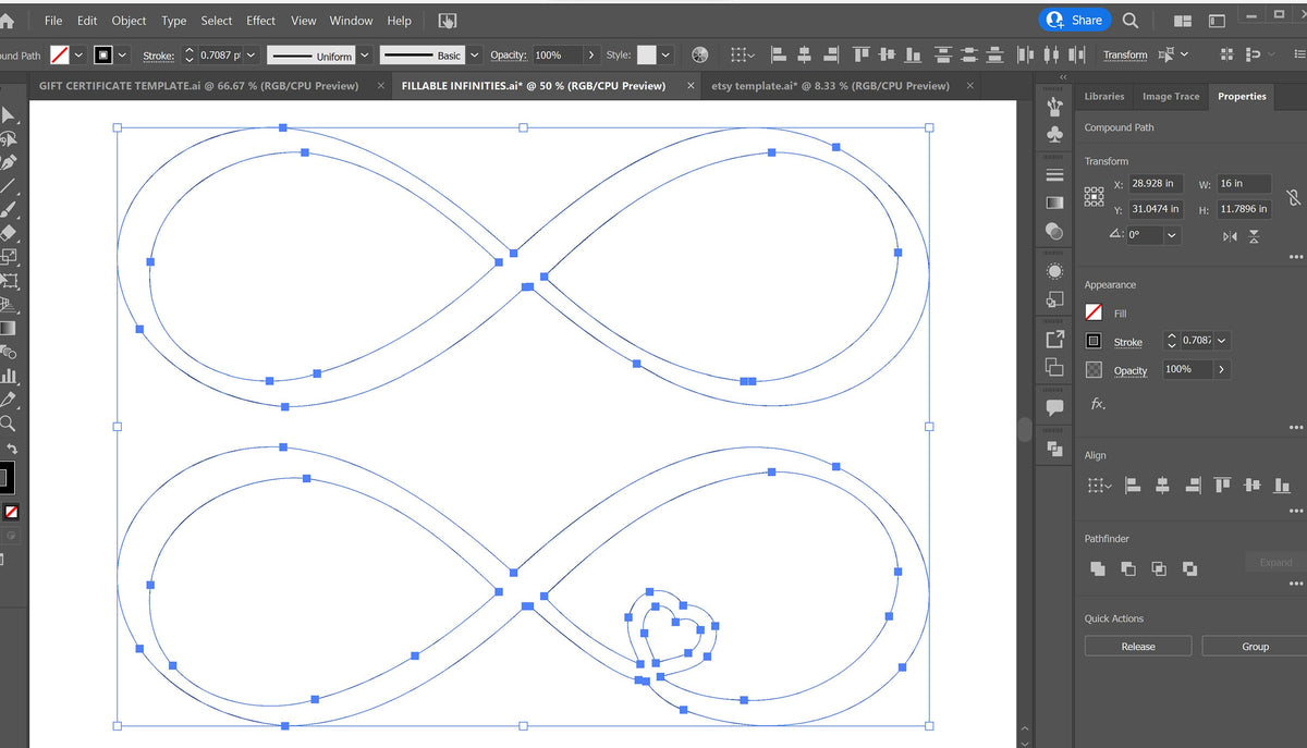Infinity Heart Wedding Sign vector paths in design software