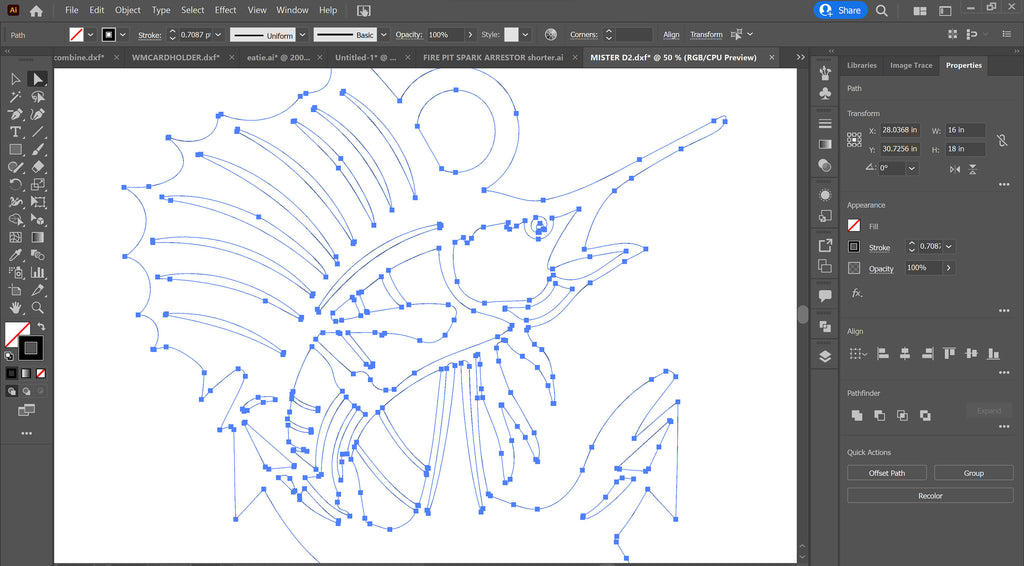 Sailfish Marlin and Anchor vector paths in design software (photo 4)