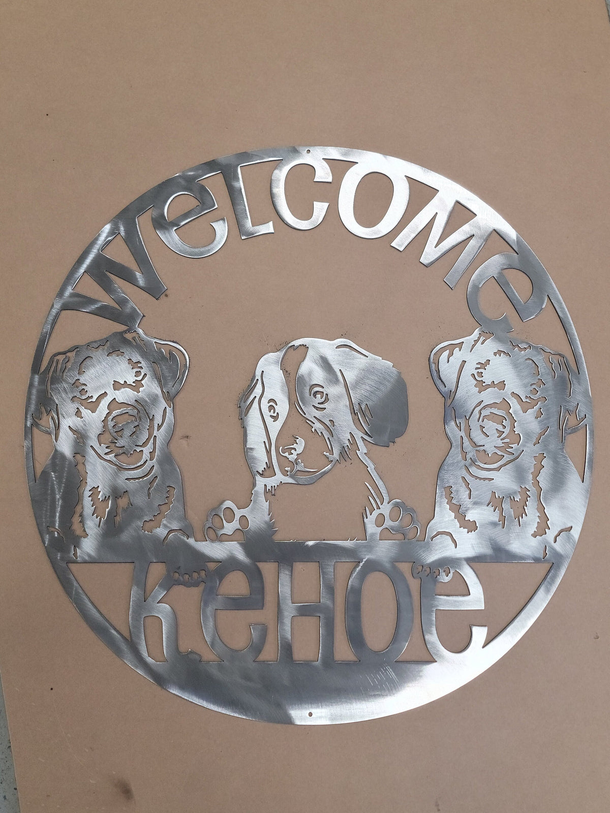 Welcome Doggos Name Sign finished metal example (photo 9)