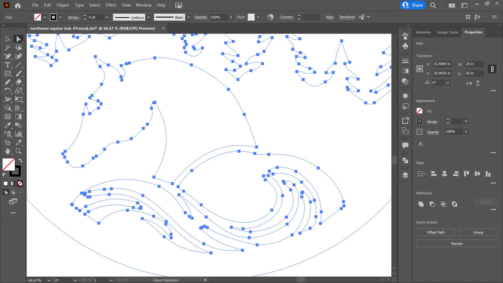 Horse and Pine Forest Round Sign vector paths in design software (photo 8)
