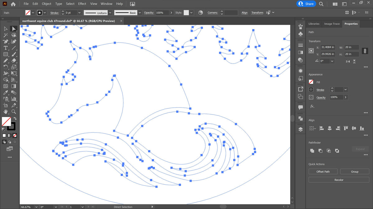Horse and Pine Forest Round Sign vector paths in design software (photo 8)