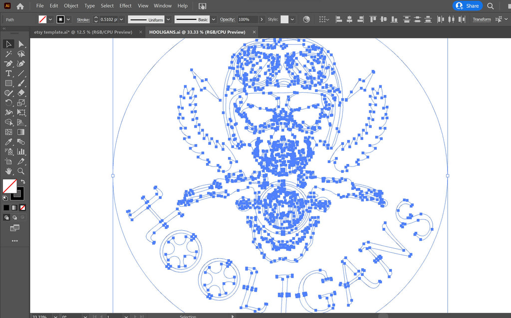 Motorcycle Skull Monogram Sign vector paths in design software