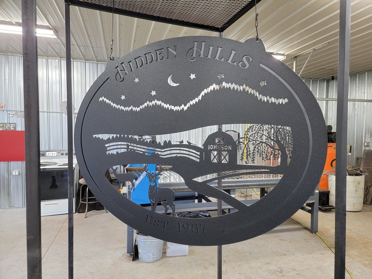 Personalized Willow Tree Farm Sign finished metal example (photo 6)