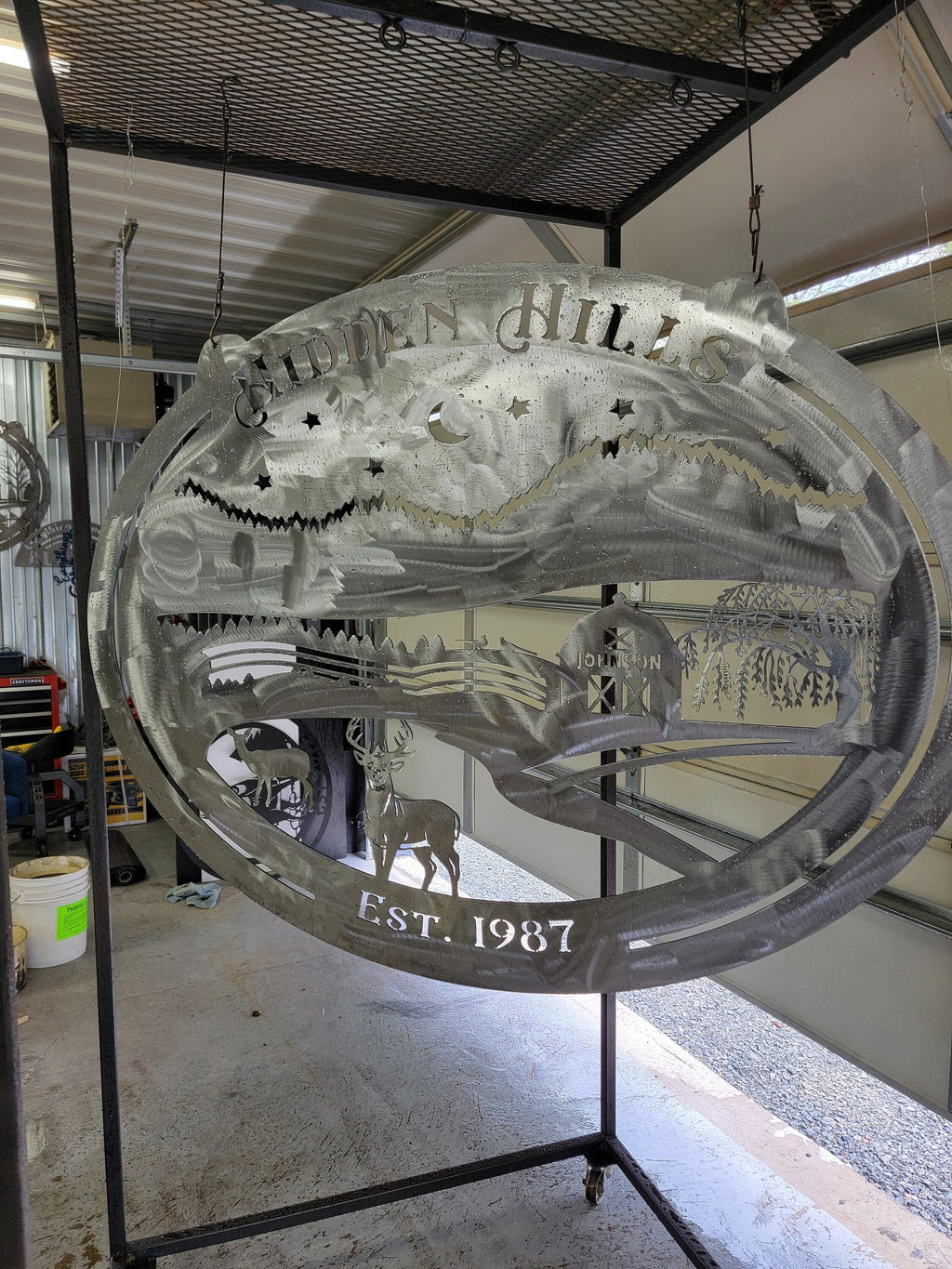 Personalized Willow Tree Farm Sign finished metal example (photo 5)