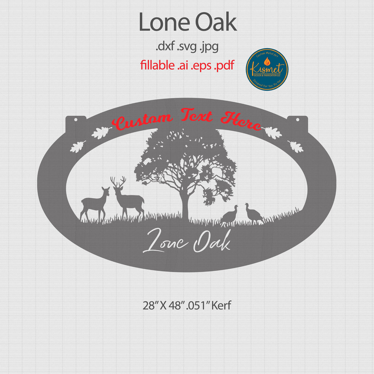Oak Tree Deer Turkey Farm Sign DXF/SVG design preview with file details (photo 4)