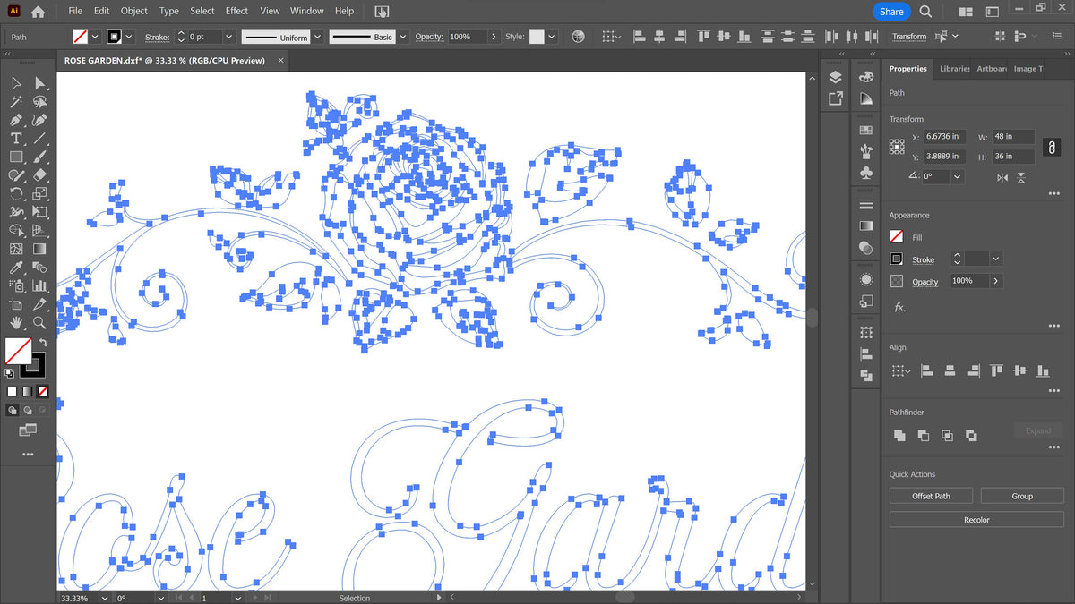 Rose Garden Cemetery Sign vector paths in design software