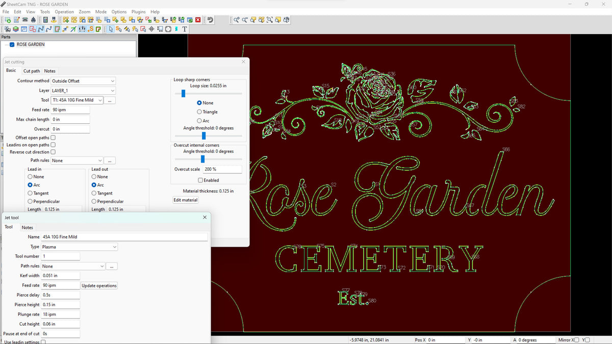 Rose Garden Cemetery Sign vector paths in design software (photo 6)