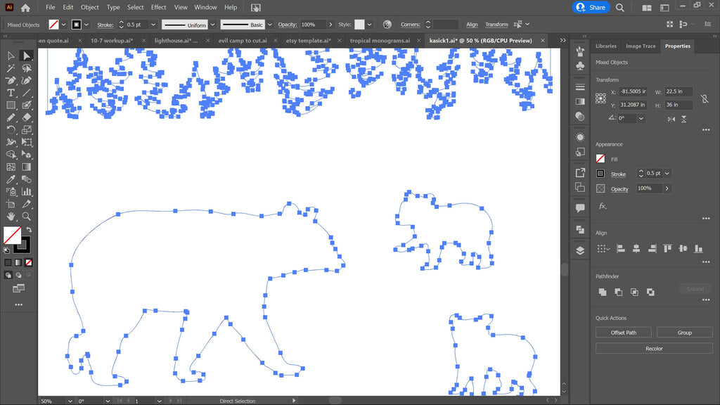 Bear Creek Wildlife Panel vector paths in design software (photo 5)