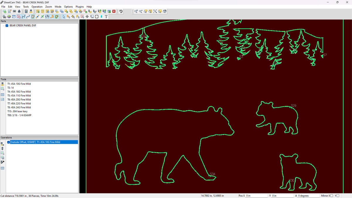 Bear Creek Wildlife Panel vector paths in design software