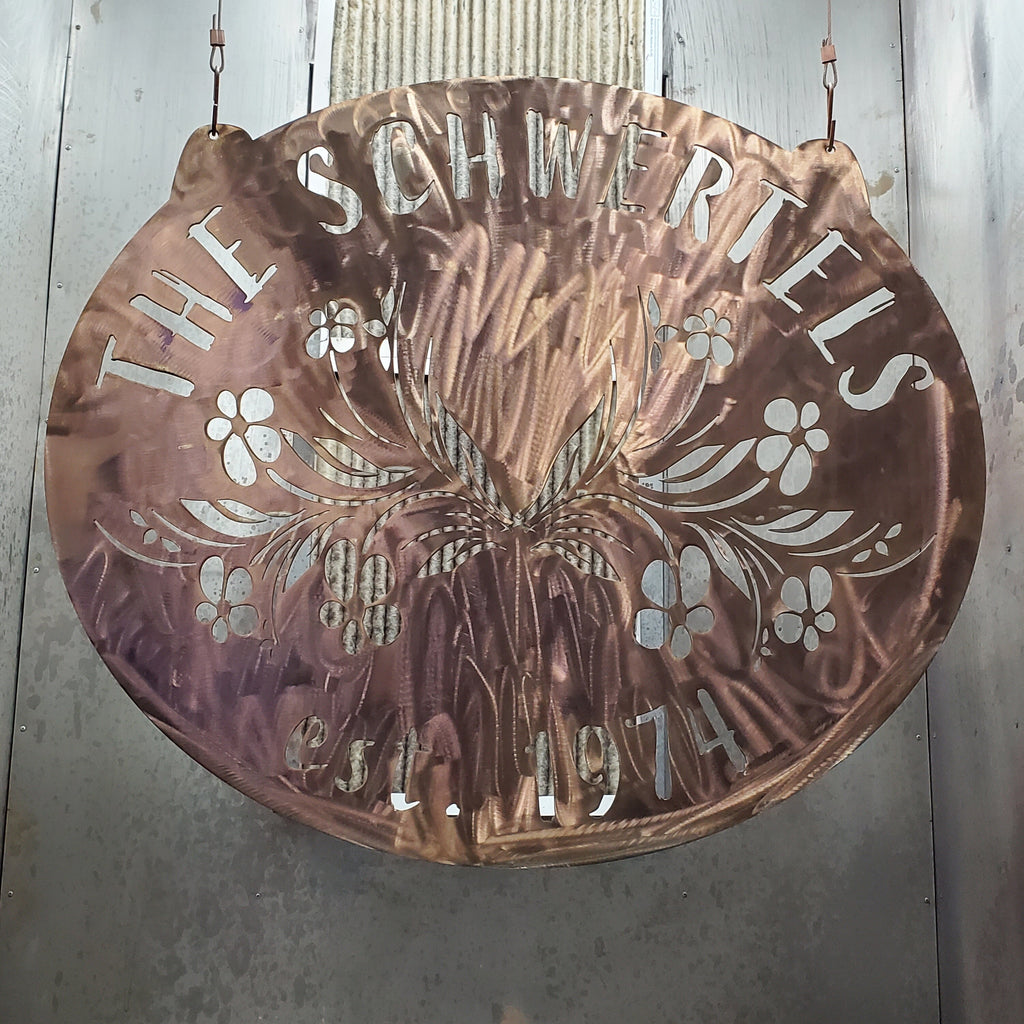 Fillable Floral Family Name Sign finished metal example (photo 5)