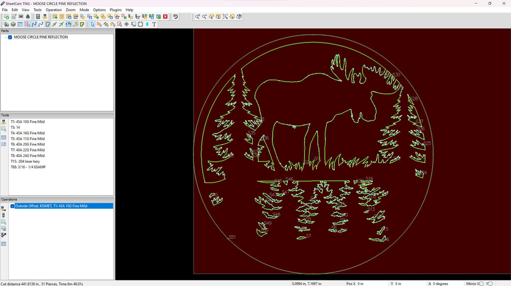 Round Moose Pines Sign vector paths in design software (photo 4)