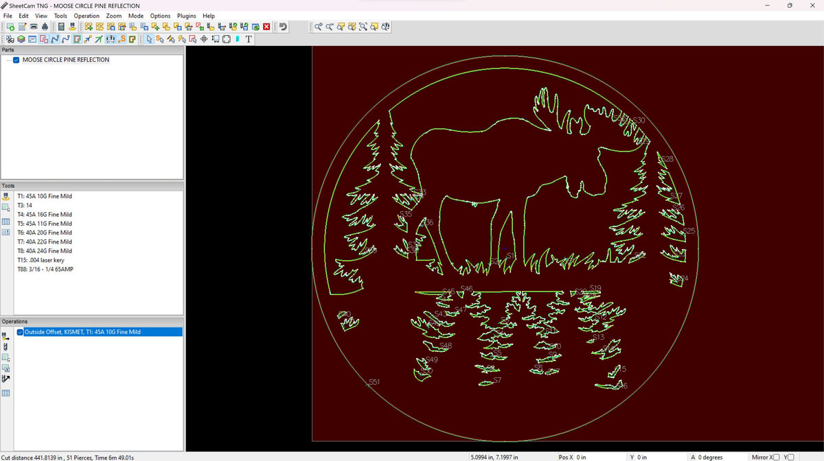 Round Moose Pines Sign vector paths in design software (photo 4)