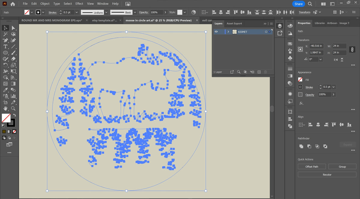 Round Moose Pines Sign vector paths in design software (photo 6)