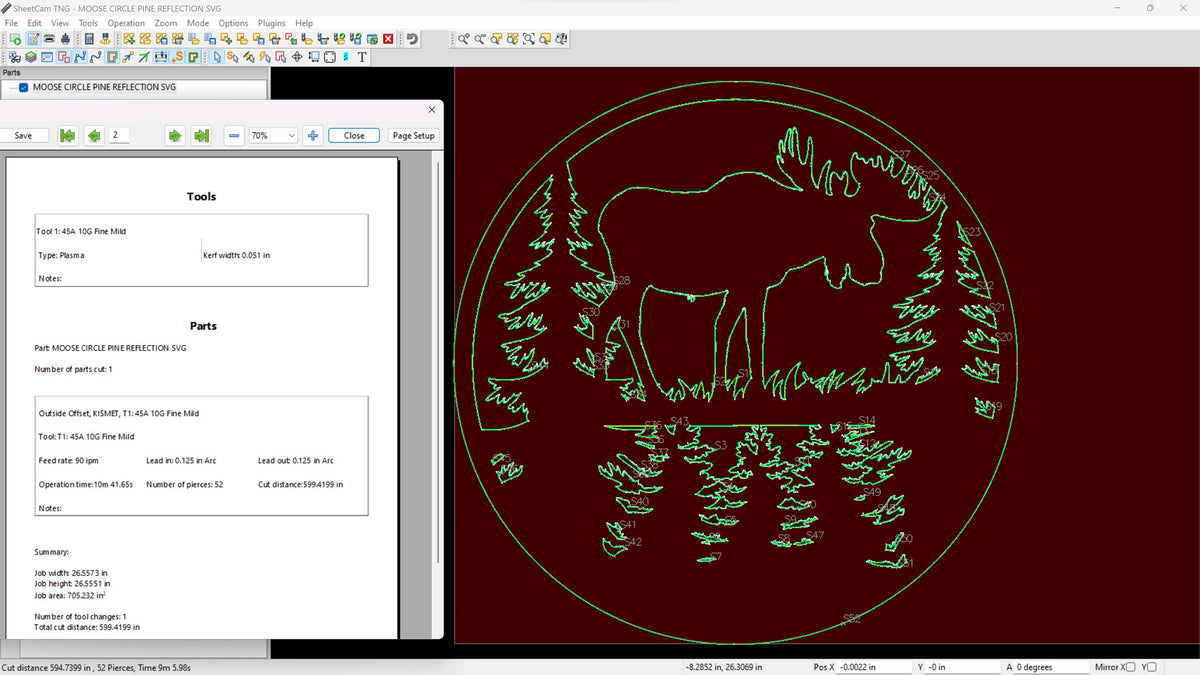 Round Moose Pines Sign vector paths in design software