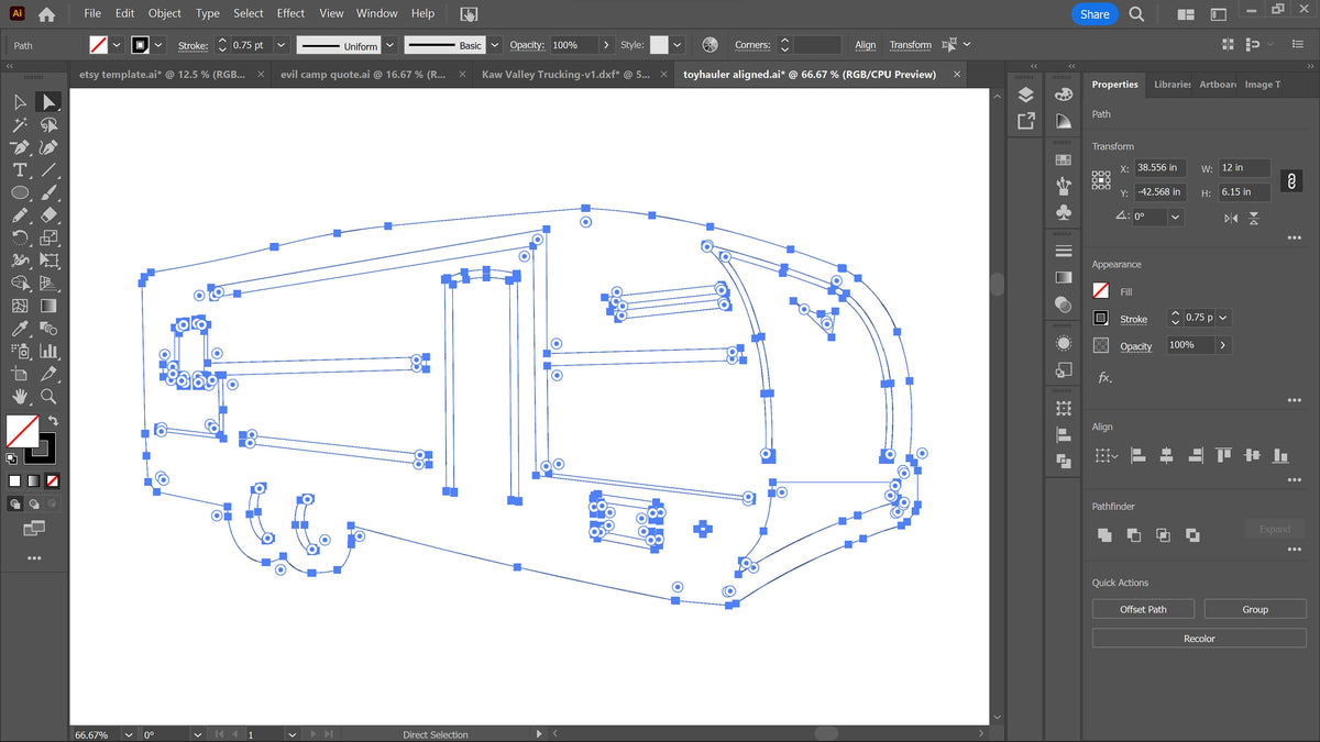 Toy Hauler Camper Sign vector paths in design software