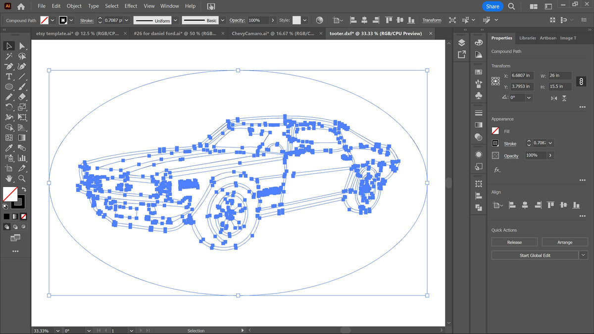1969 Camaro SS Oval Sign vector paths in design software (photo 6)