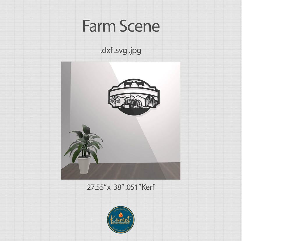 Cows Tractor Barn Farm Name Sign DXF/SVG design preview with file details (photo 2)